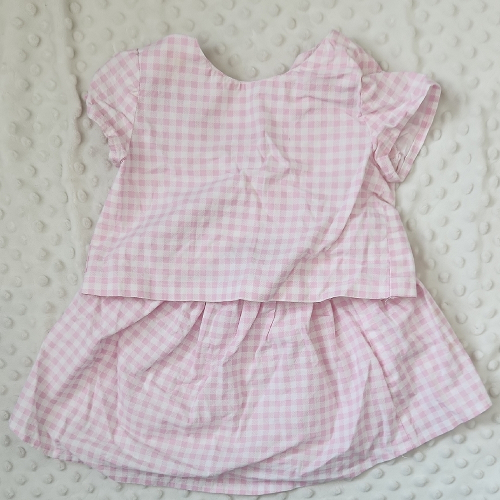 Girls Pink Gingham Matching Set - Mini Dress Top and Skirt